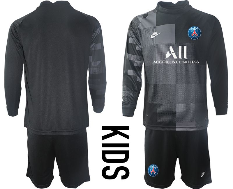 Youth 2021-2022 Club Paris St German black goalkeeper long sleeve blank Soccer Jersey